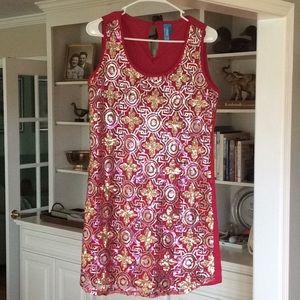 Sequin brocade mini dress
